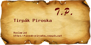 Tirpák Piroska névjegykártya