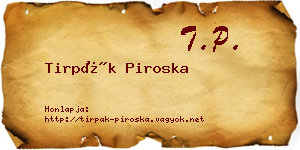 Tirpák Piroska névjegykártya